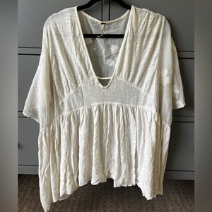Free People Boho Flowy Cream/White Women's Top